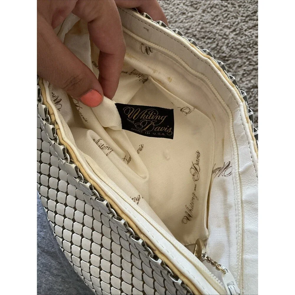 Vintage Whiting & Davis White Mesh Clutch Bag